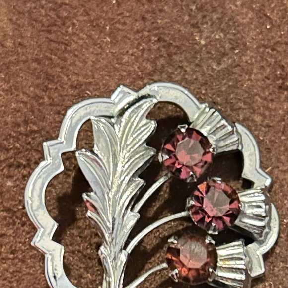 Signed Mizpah Vintage Silver plated Celtic Brooch - Scottish Thistle 1940’s EUC - Picture 8 of 10